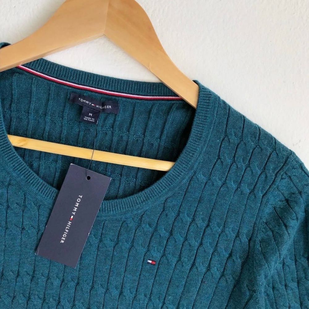 Tommy Hilfiger Teal Cable Knit Sweater